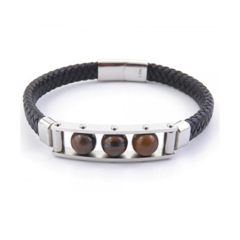 Tiger eye -  leather bracelet