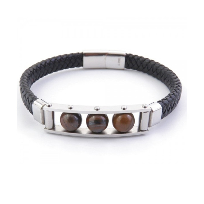 Tiger eye -  leather bracelet