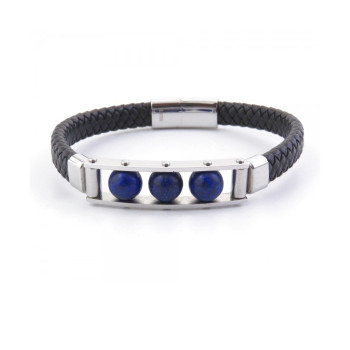 Lapis lazuli -  leather bracelet