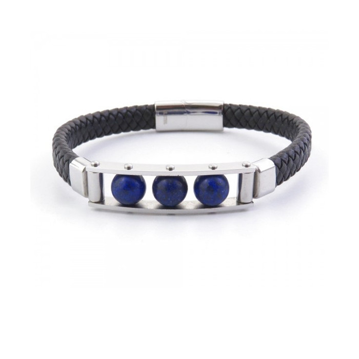 Lapis lazuli -  leather bracelet