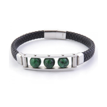 Malachite -  leather bracelet