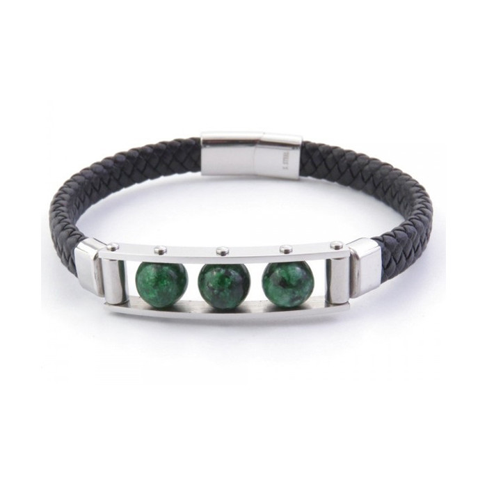 Malachite -  leather bracelet