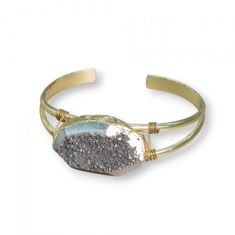 Brass bracelet with druse