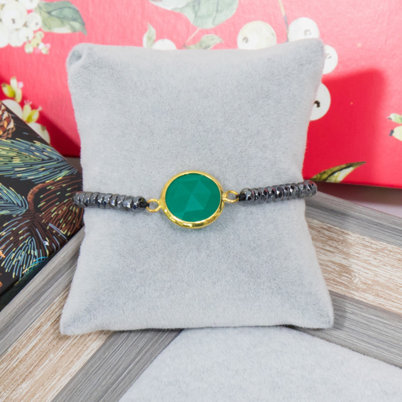 Hematīta rokassprādze ar kristālu