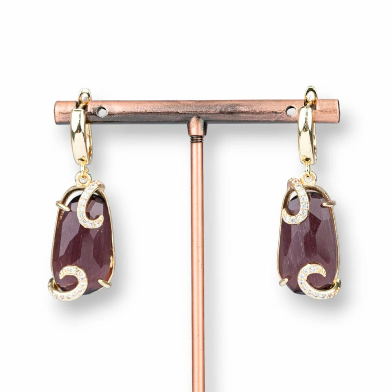 Cat's eye earrings with zircon