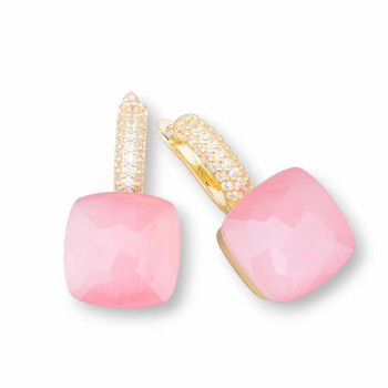 Cat's-eye earrings, pink