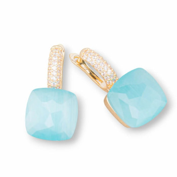 Cat's-eye earrings, blue