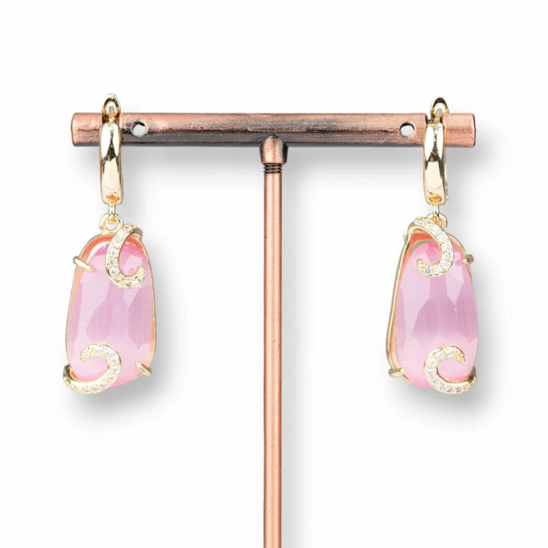 Cat's eye earrings with zircon