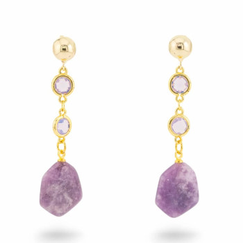 Amethyst - earrings with crystal