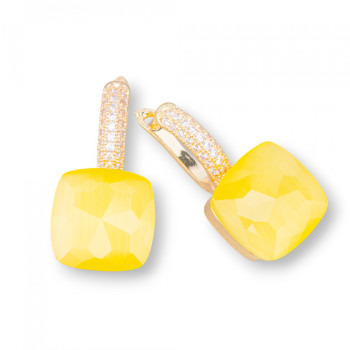 Cat's-eye earrings, yellow