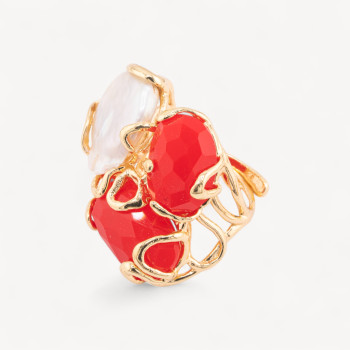 Cat's eye, river pearl ring