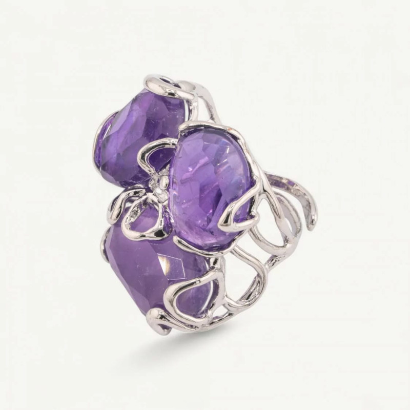 Amethyst adjustable ring
