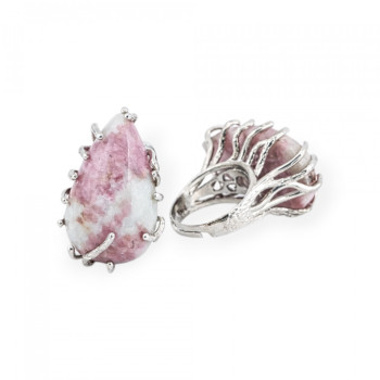 Rhodonite, adjustable ring