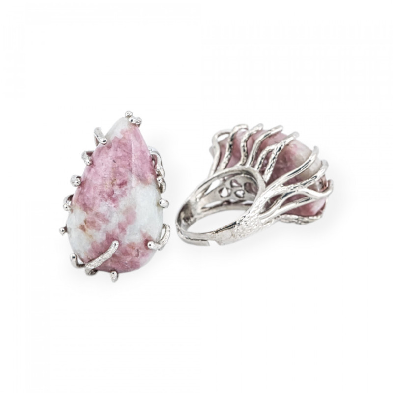 Rhodonite, adjustable ring