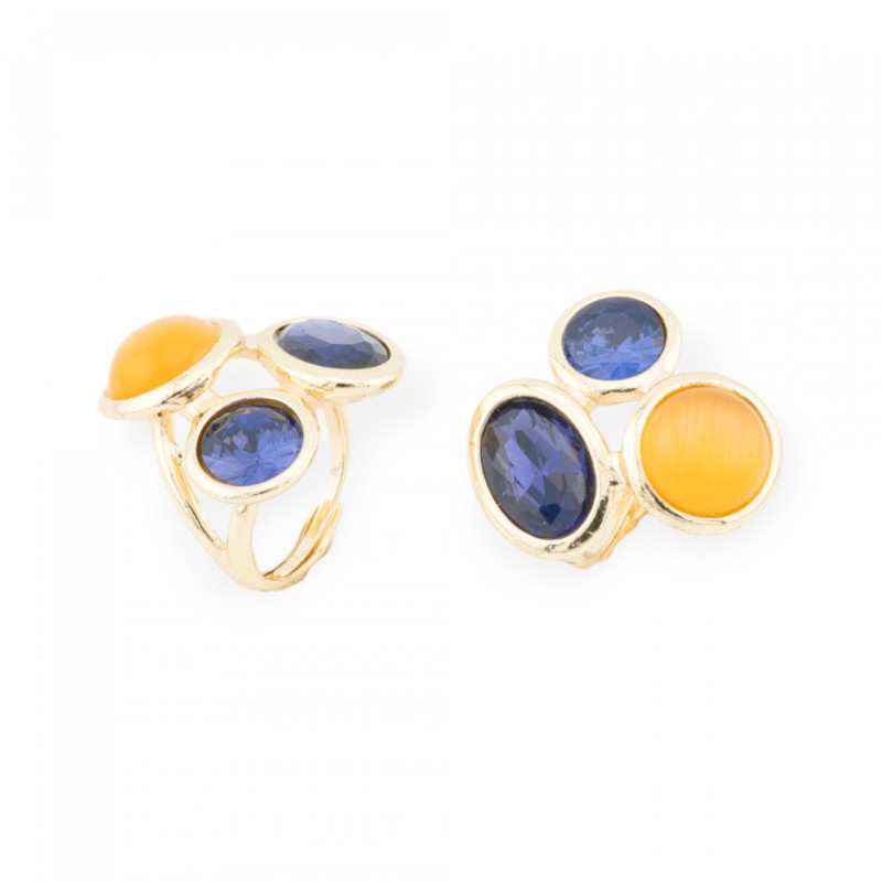 Cat's eye ring with crystals