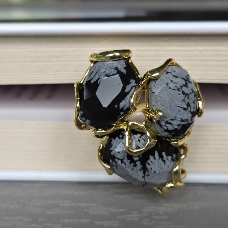 Snowflake Obsidian ring