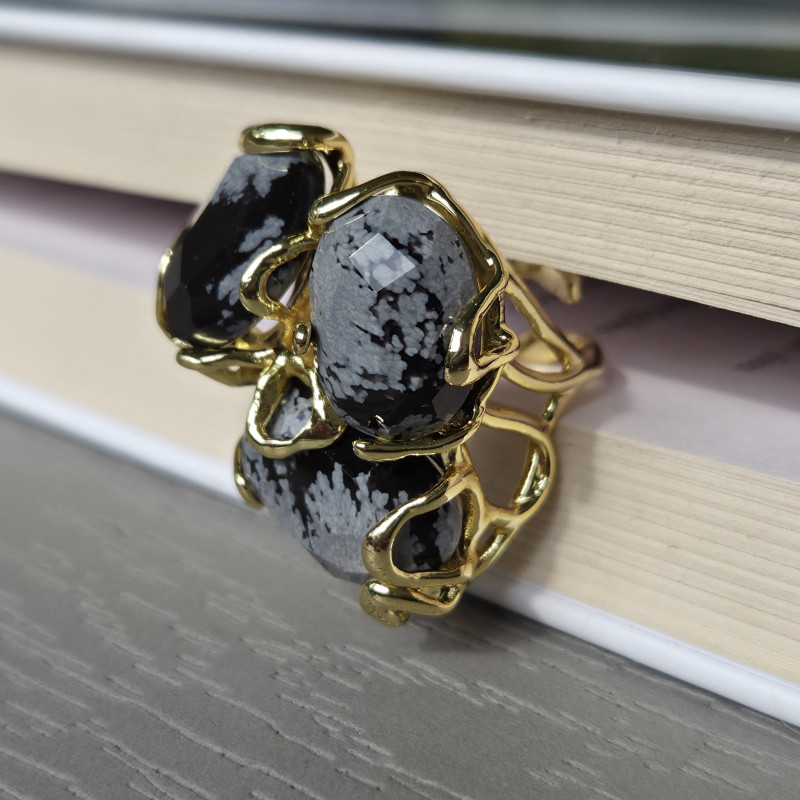 Snowflake Obsidian ring
