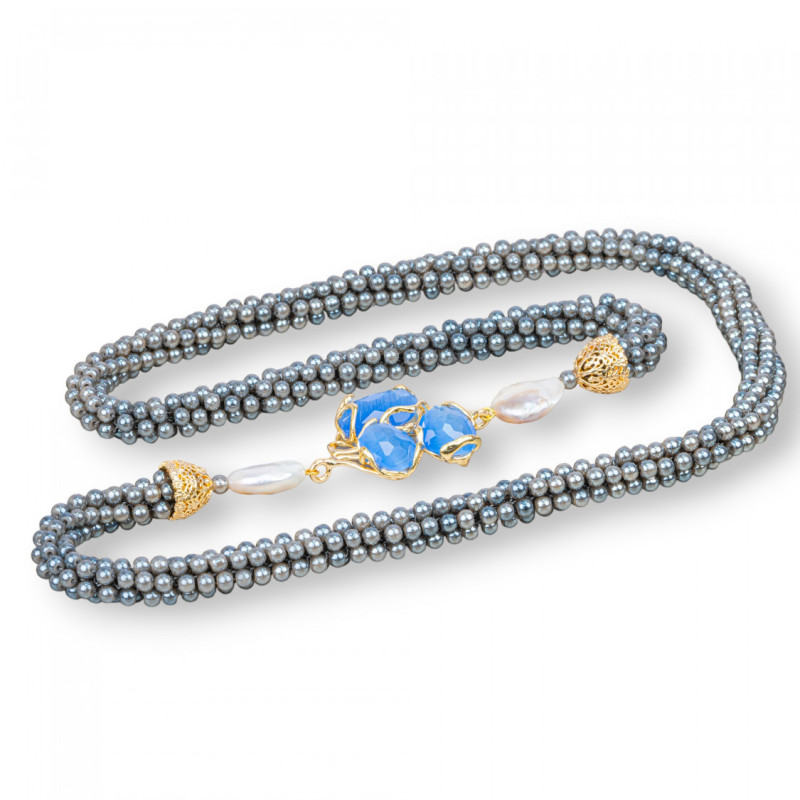 Cat's eye necklace with river pearls