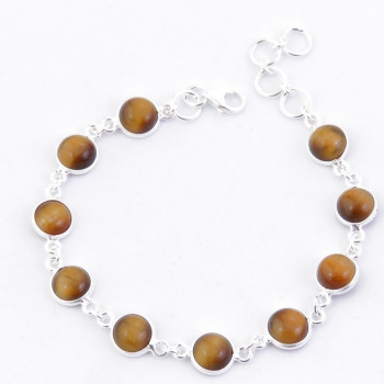 Tiger eye -  silver bracelet