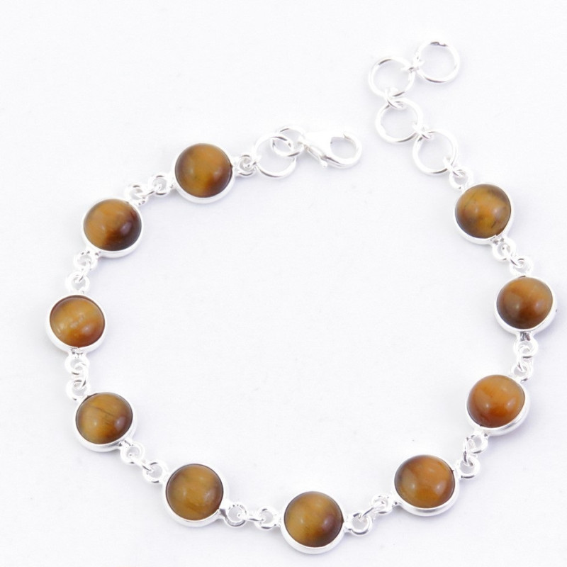 Tiger eye -  silver bracelet