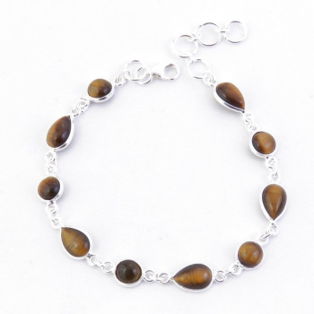 Tiger eye -  silver bracelet