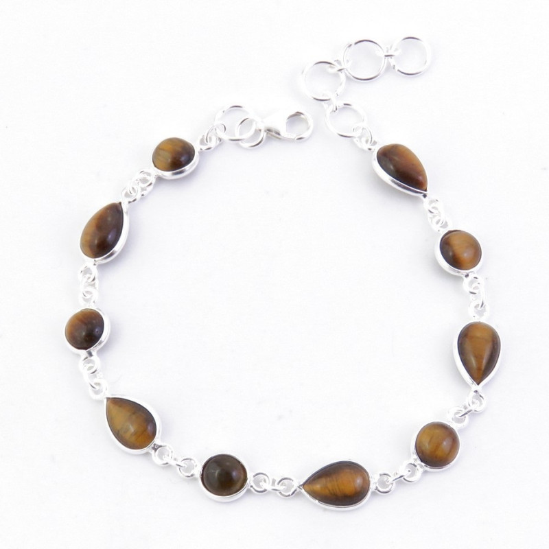 Tiger eye -  silver bracelet