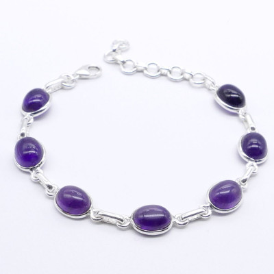 Amethyst -  silver bracelet