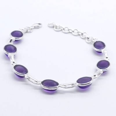 Amethyst -  silver bracelet