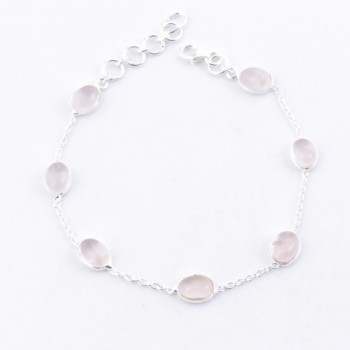 Rose quartz -  silver bracelet