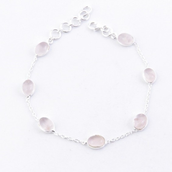Rose quartz -  silver bracelet