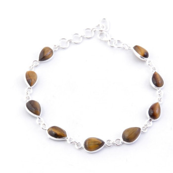Tiger eye -  silver bracelet