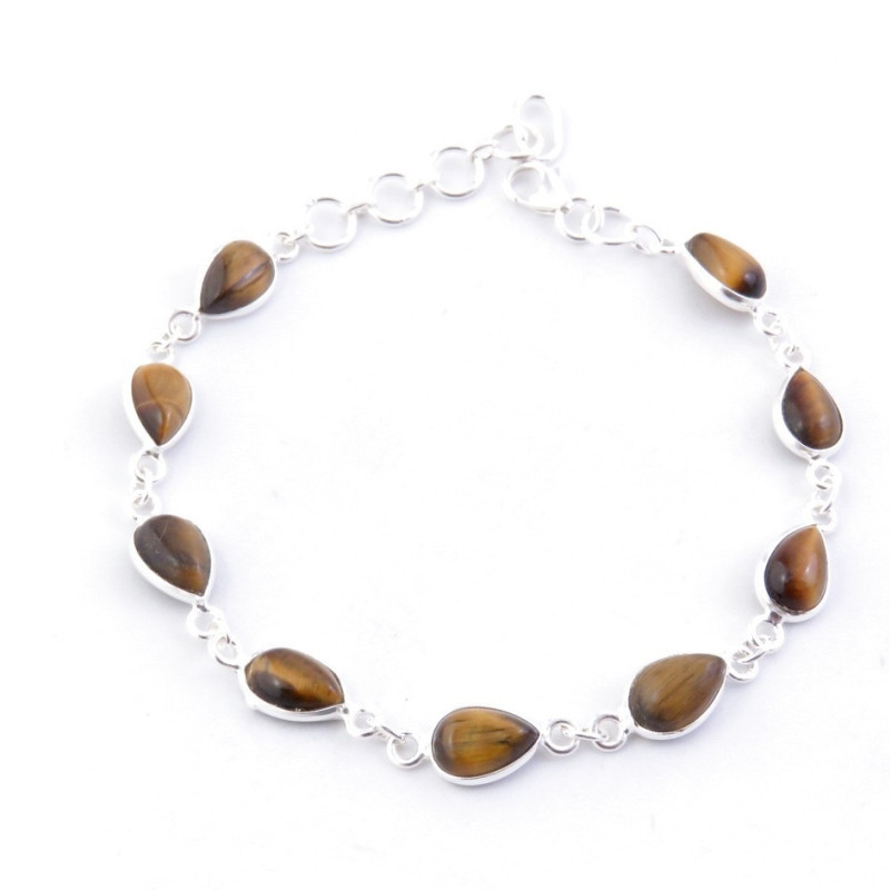 Tiger eye -  silver bracelet