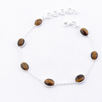 Tiger eye -  silver bracelet