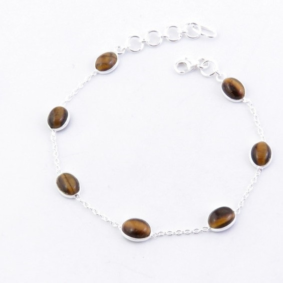 Tiger eye -  silver bracelet