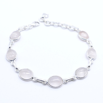 Rose quartz -  silver bracelet