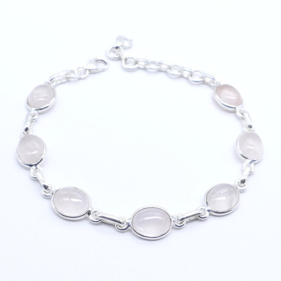 Rose quartz -  silver bracelet