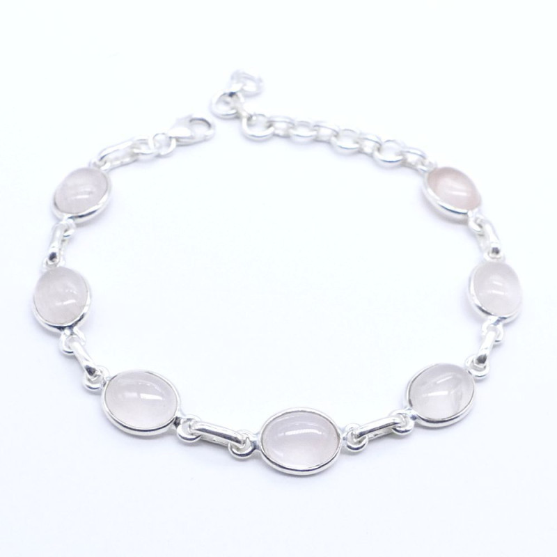 Rose quartz -  silver bracelet