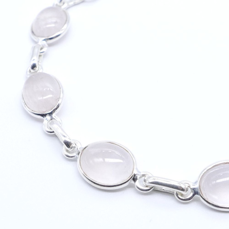 Rose quartz -  silver bracelet