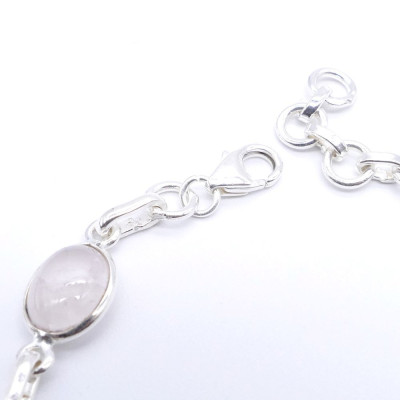 Rose quartz -  silver bracelet