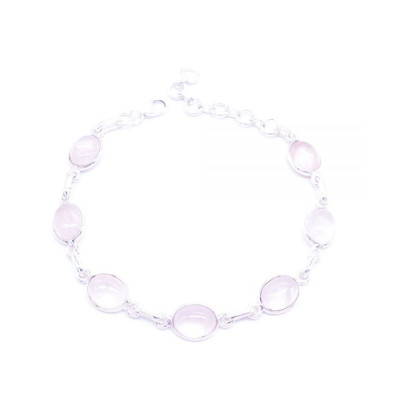 Rose quartz -  silver bracelet