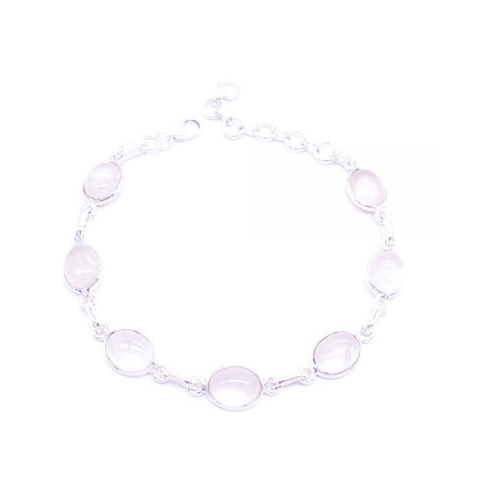 Rose quartz -  silver bracelet