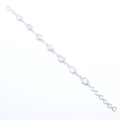 Rose quartz -  silver bracelet