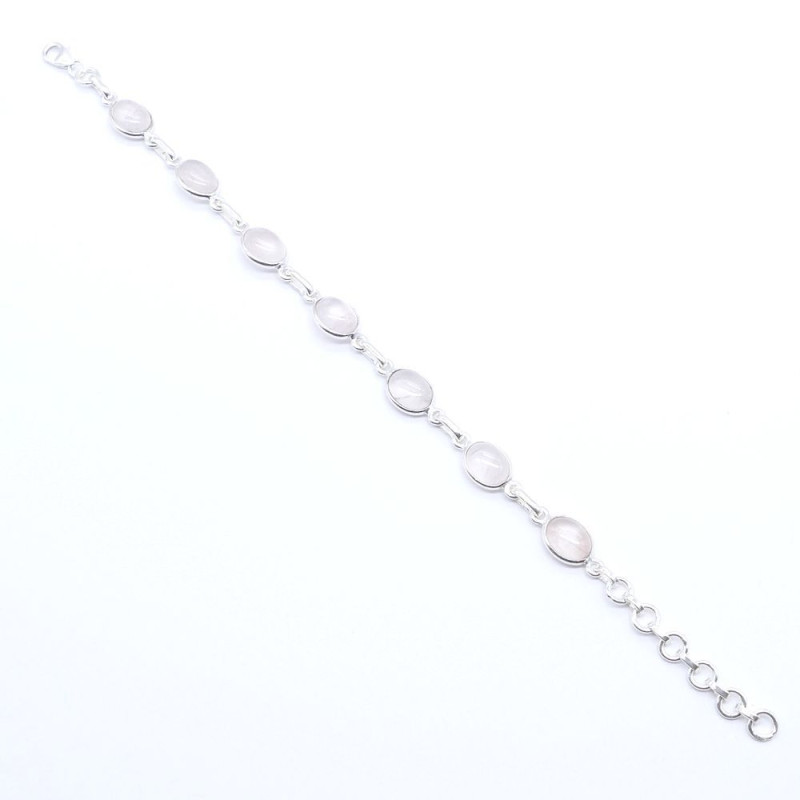 Rose quartz -  silver bracelet