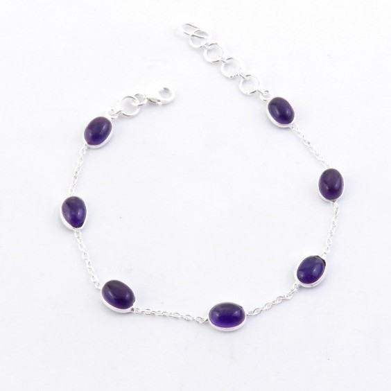 Amethyst -  silver bracelet