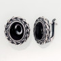 Onyx - silver earrings
