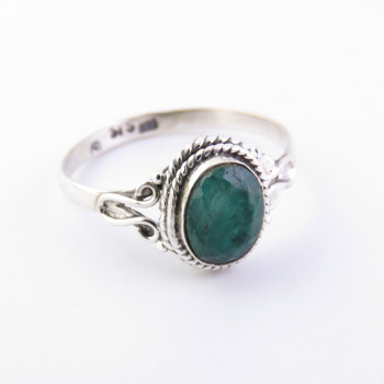 Emerald - silver ring