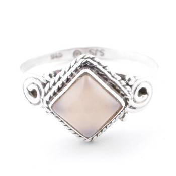 Rose quartz - silver ring
