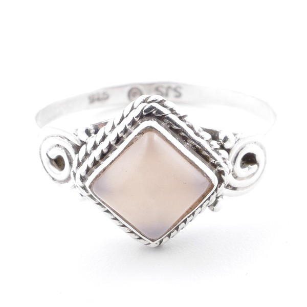 Rose quartz - silver ring