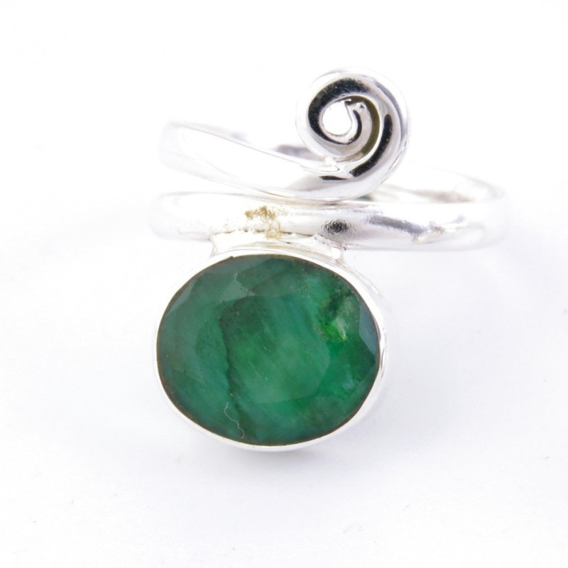 Emerald - silver ring