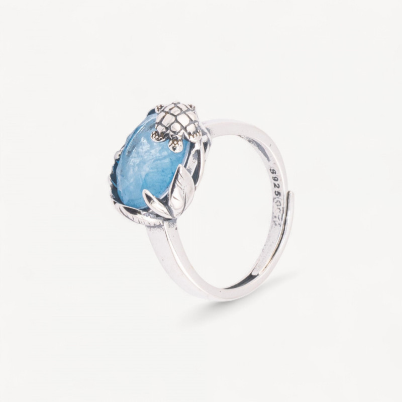 Turtle 925 silver ring with zircon